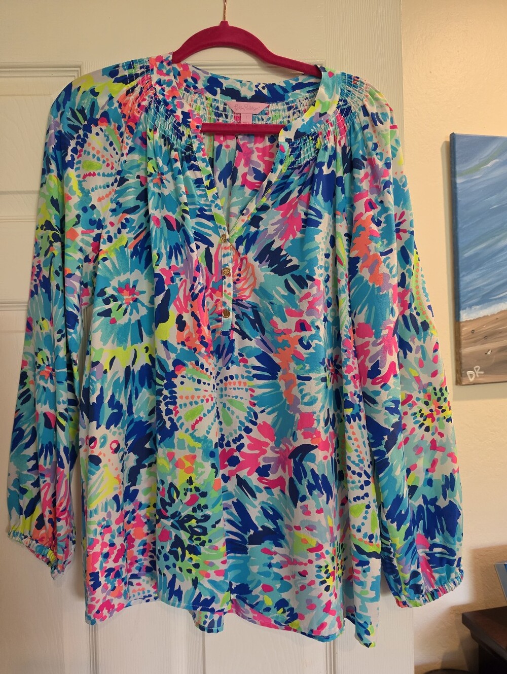 Euc L Lilly Pulitzer Elsa Silk Blouse